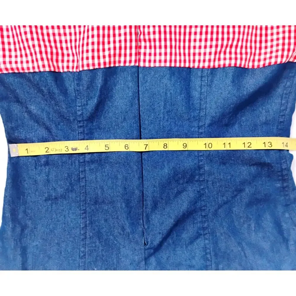 Girls Dorothy Dress Costume Gingham Chambray Wizard Oz Dance Halloween